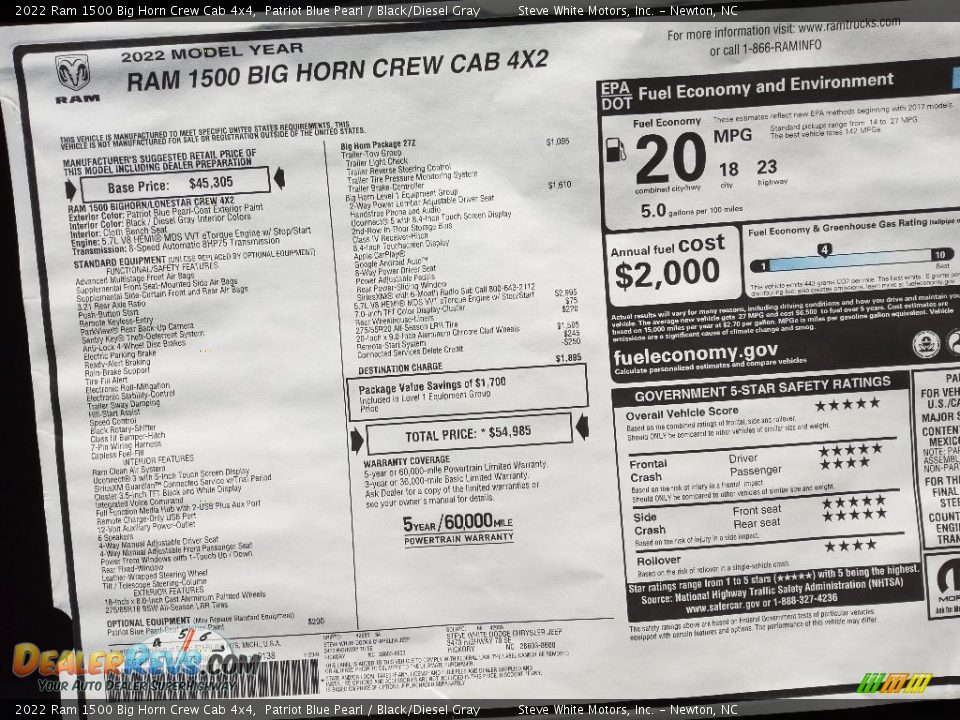 2022 Ram 1500 Big Horn Crew Cab 4x4 Patriot Blue Pearl / Black/Diesel Gray Photo #27