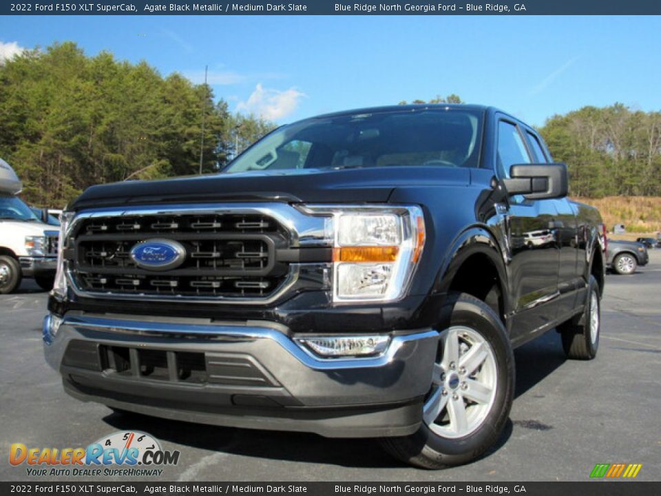 2022 Ford F150 XLT SuperCab Agate Black Metallic / Medium Dark Slate Photo #1