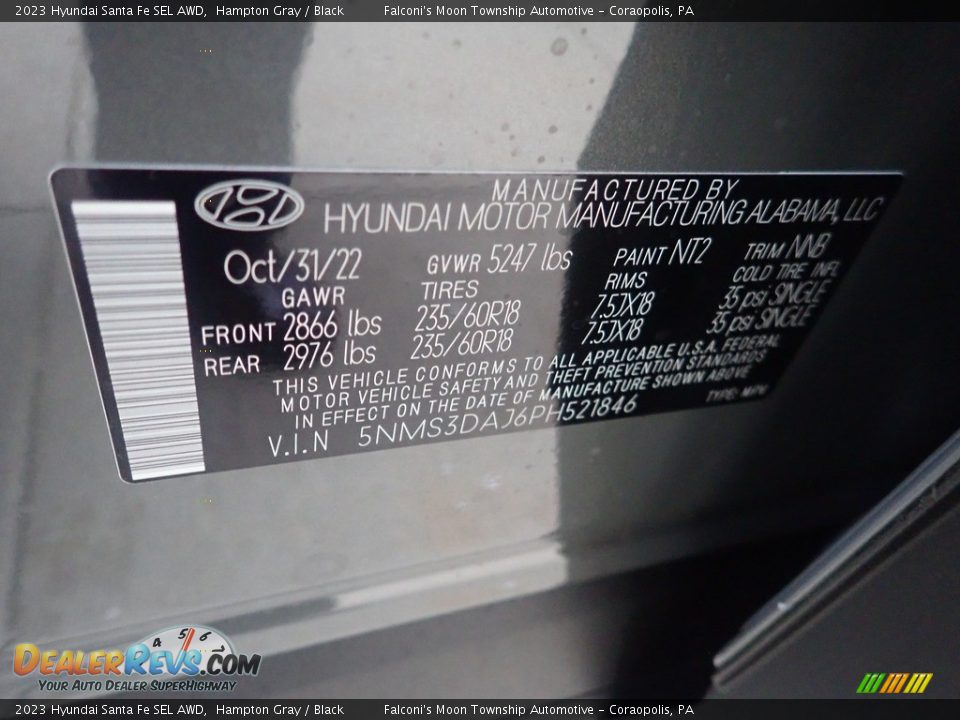 2023 Hyundai Santa Fe SEL AWD Hampton Gray / Black Photo #18