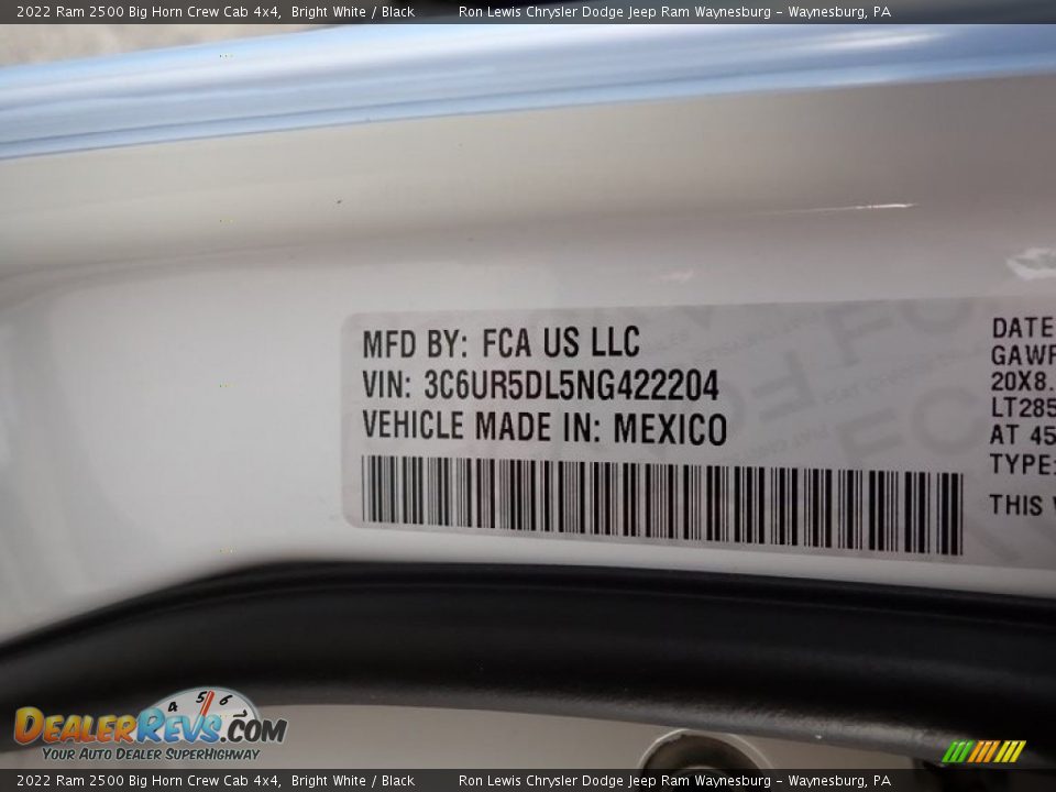 2022 Ram 2500 Big Horn Crew Cab 4x4 Bright White / Black Photo #14