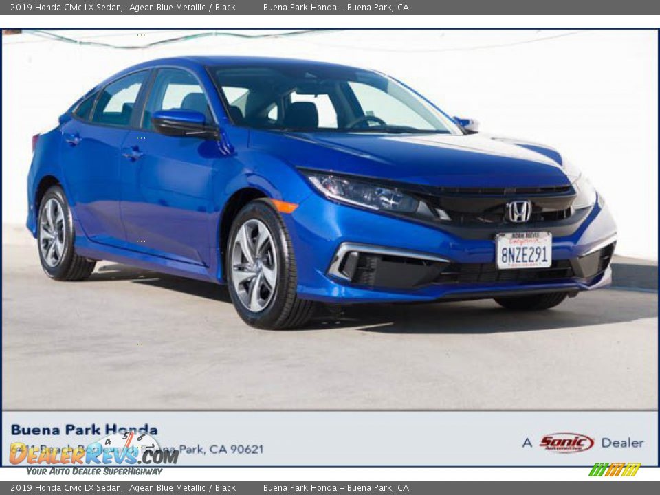 2019 Honda Civic LX Sedan Agean Blue Metallic / Black Photo #1