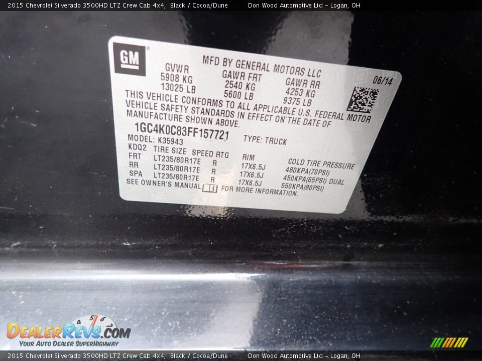 2015 Chevrolet Silverado 3500HD LTZ Crew Cab 4x4 Black / Cocoa/Dune Photo #34