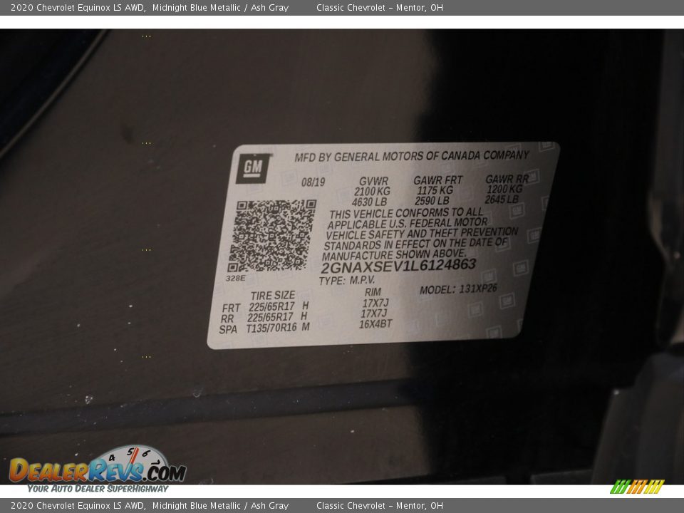 2020 Chevrolet Equinox LS AWD Midnight Blue Metallic / Ash Gray Photo #21