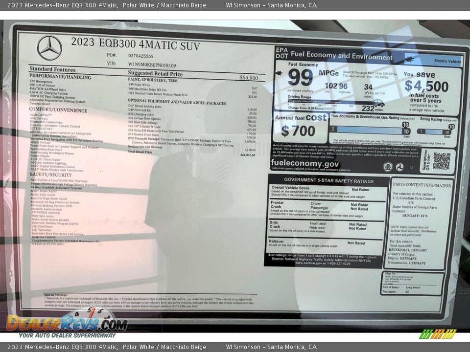 2023 Mercedes-Benz EQB 300 4Matic Window Sticker Photo #13