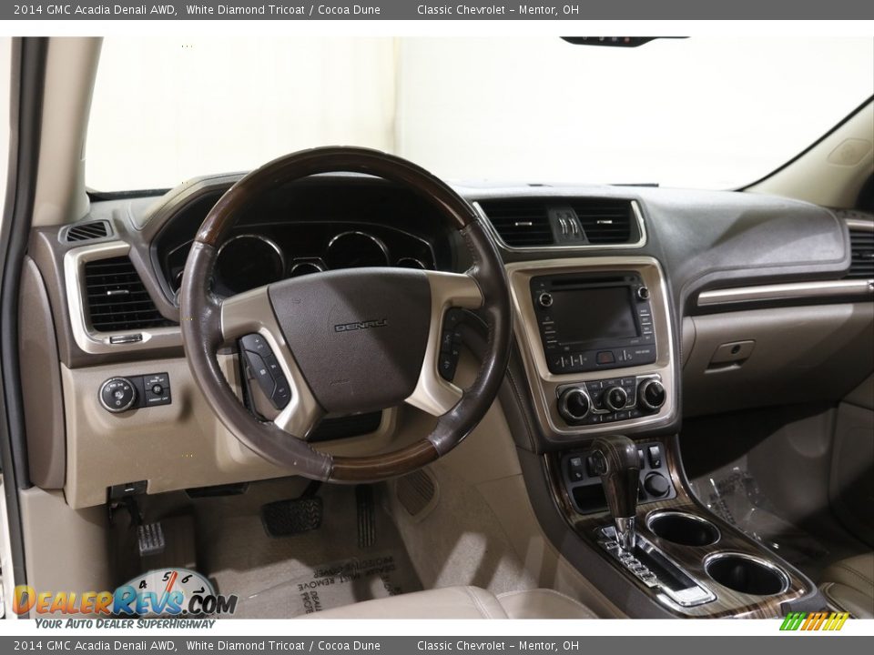 2014 GMC Acadia Denali AWD White Diamond Tricoat / Cocoa Dune Photo #6
