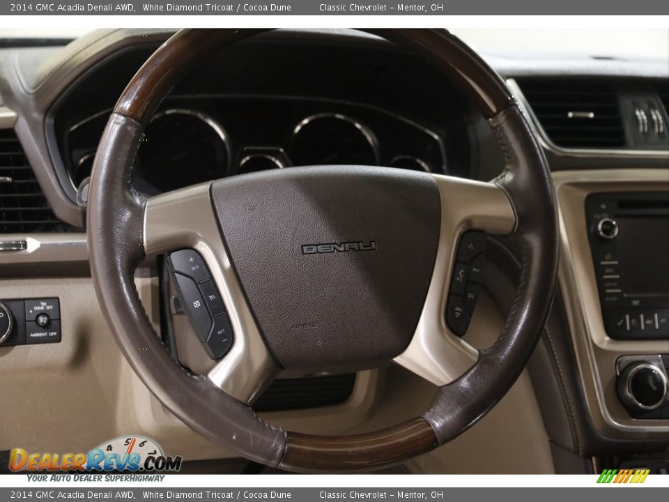 2014 GMC Acadia Denali AWD White Diamond Tricoat / Cocoa Dune Photo #7