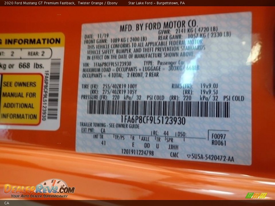 Ford Color Code CA Twister Orange