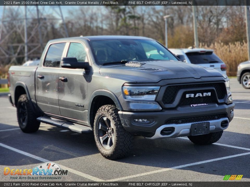 2021 Ram 1500 Rebel Crew Cab 4x4 Granite Crystal Metallic / Red/Black Photo #3