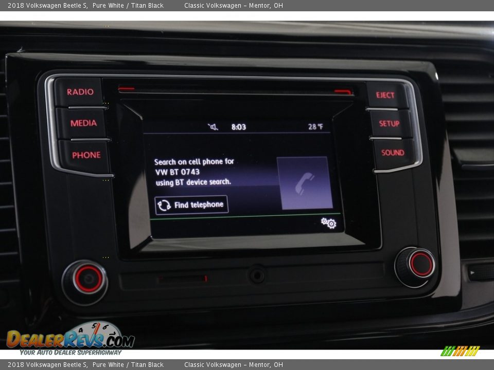 2018 Volkswagen Beetle S Pure White / Titan Black Photo #10