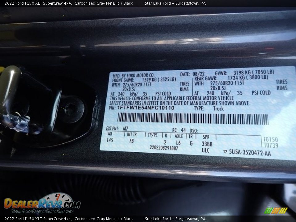 2022 Ford F150 XLT SuperCrew 4x4 Carbonized Gray Metallic / Black Photo #20