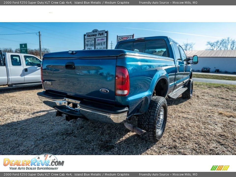 2000 Ford F250 Super Duty XLT Crew Cab 4x4 Island Blue Metallic / Medium Graphite Photo #4