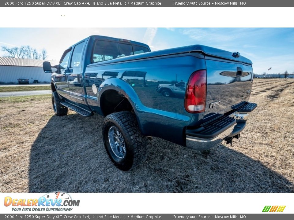 2000 Ford F250 Super Duty XLT Crew Cab 4x4 Island Blue Metallic / Medium Graphite Photo #6