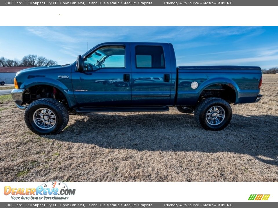 2000 Ford F250 Super Duty XLT Crew Cab 4x4 Island Blue Metallic / Medium Graphite Photo #7