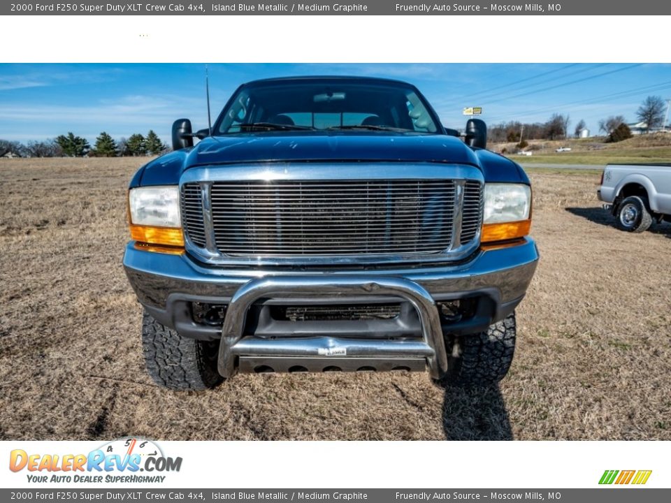 2000 Ford F250 Super Duty XLT Crew Cab 4x4 Island Blue Metallic / Medium Graphite Photo #9