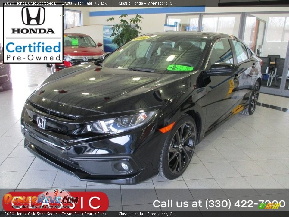 2020 Honda Civic Sport Sedan Crystal Black Pearl / Black Photo #1
