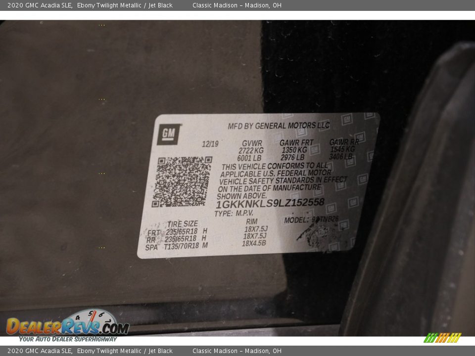 2020 GMC Acadia SLE Ebony Twilight Metallic / Jet Black Photo #23