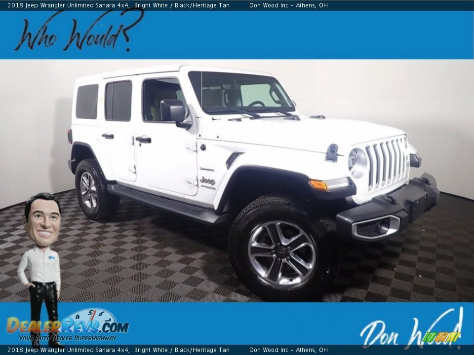 2018 Jeep Wrangler Unlimited Sahara 4x4 Bright White / Black/Heritage Tan Photo #1