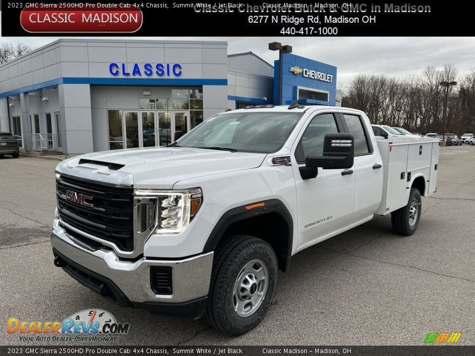 2023 GMC Sierra 2500HD Pro Double Cab 4x4 Chassis Summit White / Jet Black Photo #1