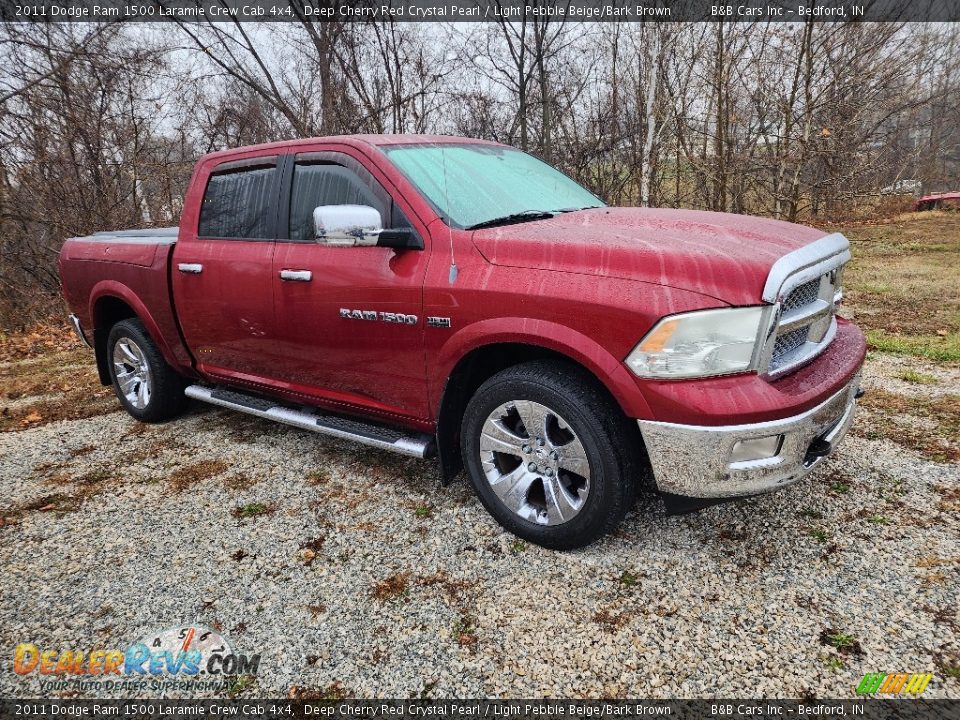 2011 Dodge Ram 1500 Laramie Crew Cab 4x4 Deep Cherry Red Crystal Pearl / Light Pebble Beige/Bark Brown Photo #1