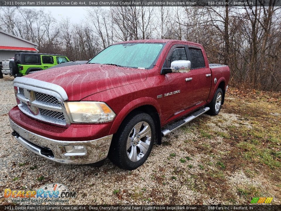 2011 Dodge Ram 1500 Laramie Crew Cab 4x4 Deep Cherry Red Crystal Pearl / Light Pebble Beige/Bark Brown Photo #3