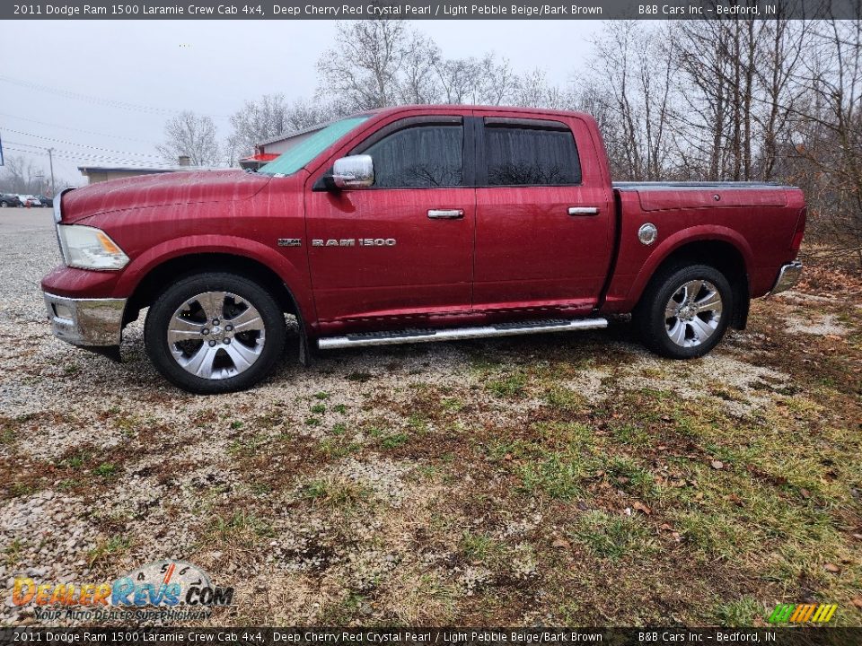 2011 Dodge Ram 1500 Laramie Crew Cab 4x4 Deep Cherry Red Crystal Pearl / Light Pebble Beige/Bark Brown Photo #4