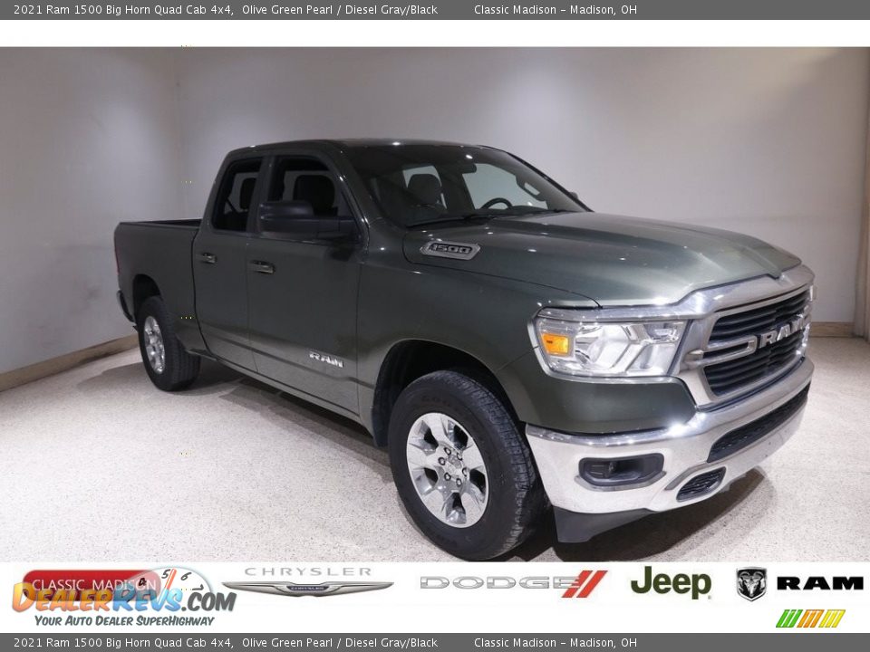 2021 Ram 1500 Big Horn Quad Cab 4x4 Olive Green Pearl / Diesel Gray/Black Photo #1
