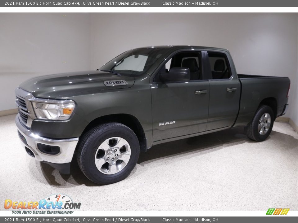 2021 Ram 1500 Big Horn Quad Cab 4x4 Olive Green Pearl / Diesel Gray/Black Photo #3