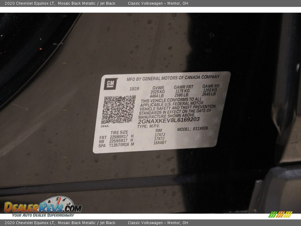 2020 Chevrolet Equinox LT Mosaic Black Metallic / Jet Black Photo #22