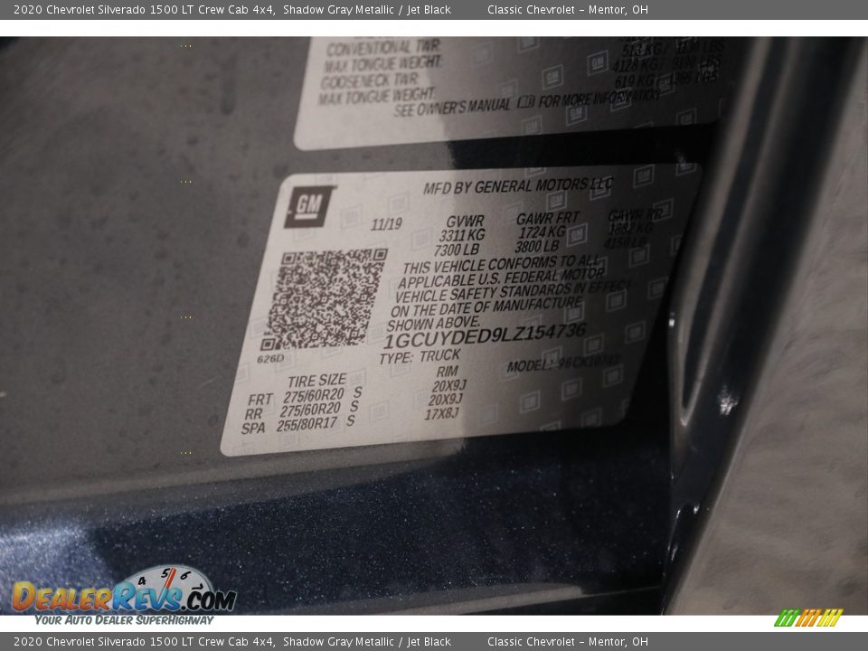 2020 Chevrolet Silverado 1500 LT Crew Cab 4x4 Shadow Gray Metallic / Jet Black Photo #23