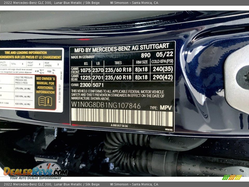 2022 Mercedes-Benz GLC 300 Lunar Blue Metallic / Silk Beige Photo #11