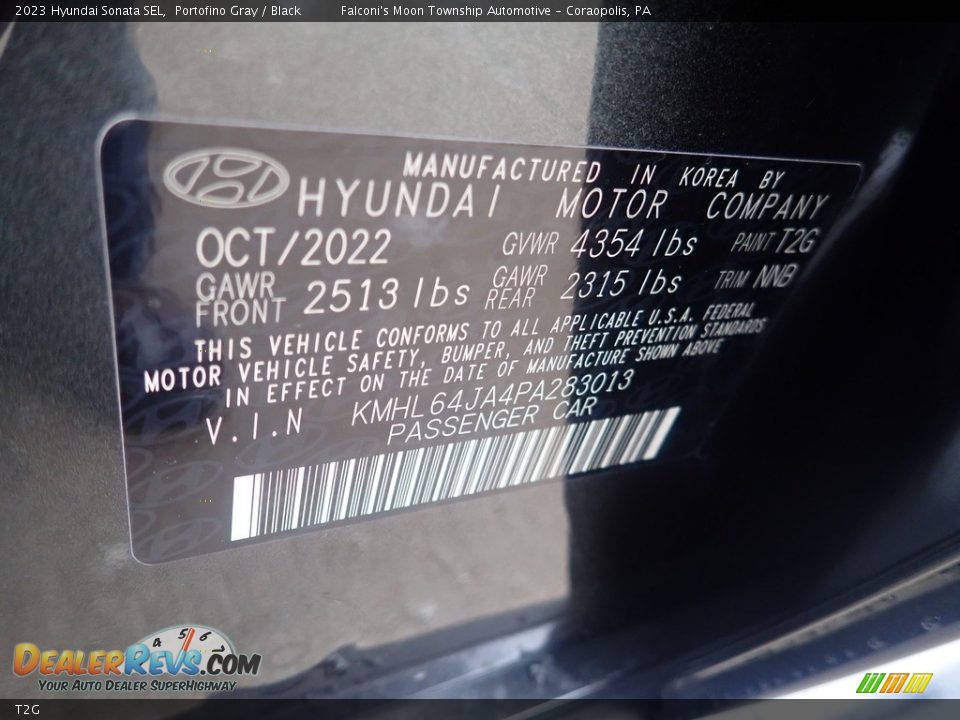Hyundai Color Code T2G Portofino Gray