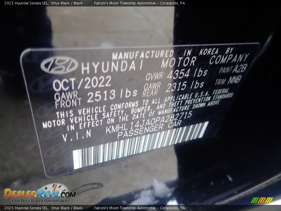 2023 Hyundai Sonata SEL Onyx Black / Black Photo #18