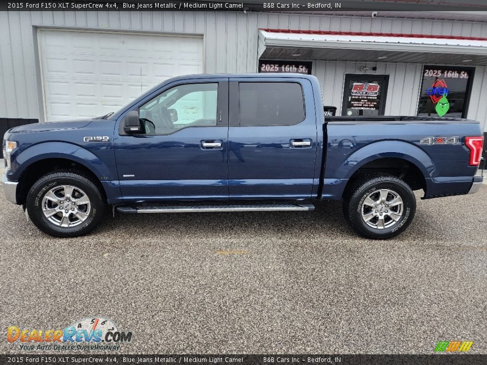 2015 Ford F150 XLT SuperCrew 4x4 Blue Jeans Metallic / Medium Light Camel Photo #1