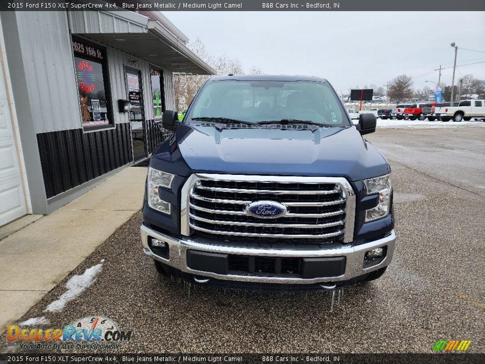 2015 Ford F150 XLT SuperCrew 4x4 Blue Jeans Metallic / Medium Light Camel Photo #3