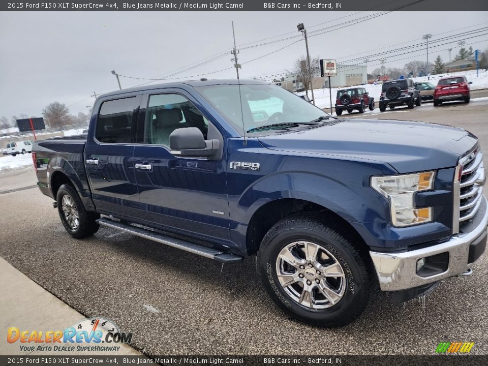 2015 Ford F150 XLT SuperCrew 4x4 Blue Jeans Metallic / Medium Light Camel Photo #5