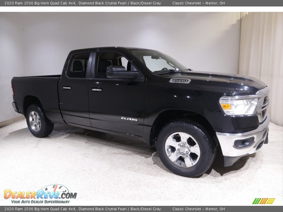 2020 Ram 1500 Big Horn Quad Cab 4x4 Diamond Black Crystal Pearl / Black/Diesel Gray Photo #1