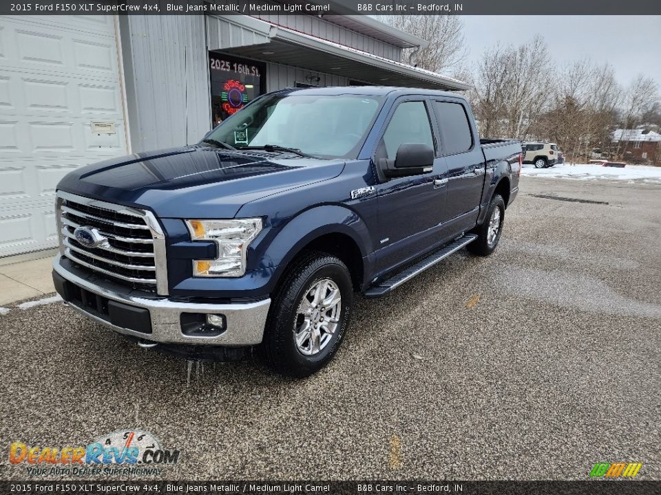 2015 Ford F150 XLT SuperCrew 4x4 Blue Jeans Metallic / Medium Light Camel Photo #27