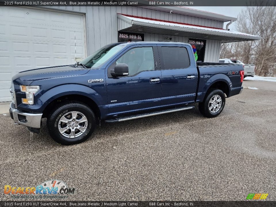 2015 Ford F150 XLT SuperCrew 4x4 Blue Jeans Metallic / Medium Light Camel Photo #28