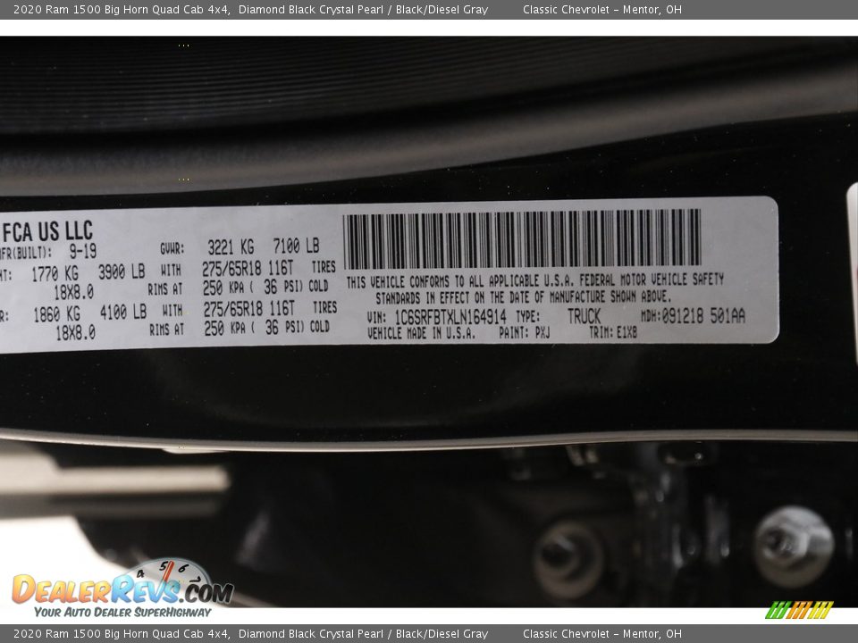 2020 Ram 1500 Big Horn Quad Cab 4x4 Diamond Black Crystal Pearl / Black/Diesel Gray Photo #21