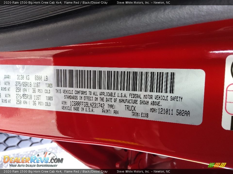 2020 Ram 1500 Big Horn Crew Cab 4x4 Flame Red / Black/Diesel Gray Photo #28