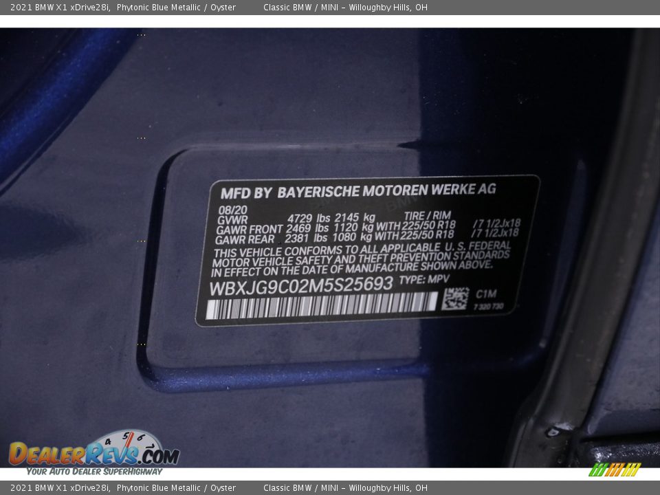 2021 BMW X1 xDrive28i Phytonic Blue Metallic / Oyster Photo #22