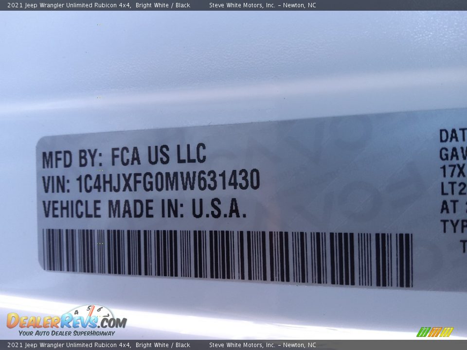 2021 Jeep Wrangler Unlimited Rubicon 4x4 Bright White / Black Photo #29