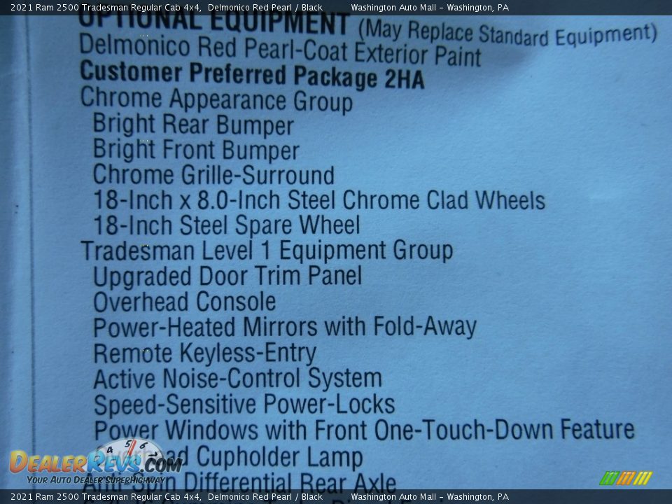 2021 Ram 2500 Tradesman Regular Cab 4x4 Delmonico Red Pearl / Black Photo #29