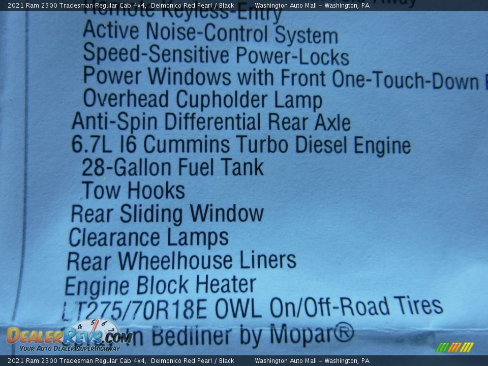 2021 Ram 2500 Tradesman Regular Cab 4x4 Delmonico Red Pearl / Black Photo #30