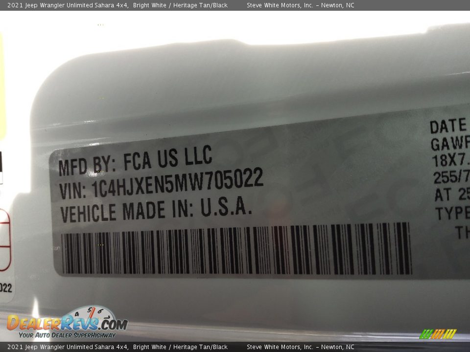 2021 Jeep Wrangler Unlimited Sahara 4x4 Bright White / Heritage Tan/Black Photo #29