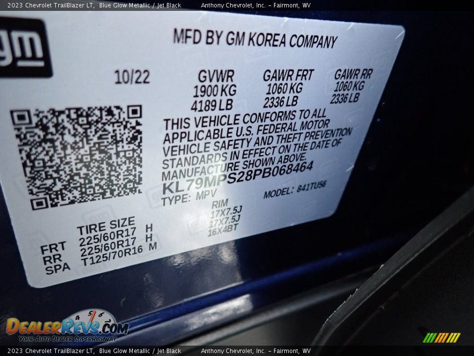 2023 Chevrolet TrailBlazer LT Blue Glow Metallic / Jet Black Photo #15