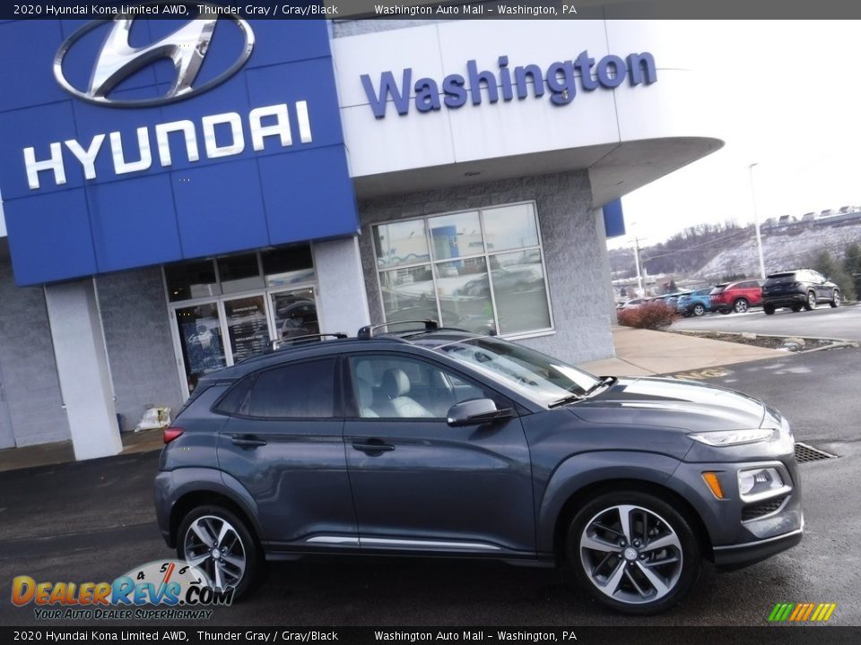 2020 Hyundai Kona Limited AWD Thunder Gray / Gray/Black Photo #2