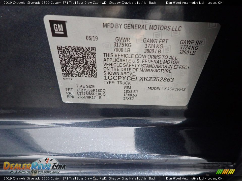 2019 Chevrolet Silverado 1500 Custom Z71 Trail Boss Crew Cab 4WD Shadow Gray Metallic / Jet Black Photo #31