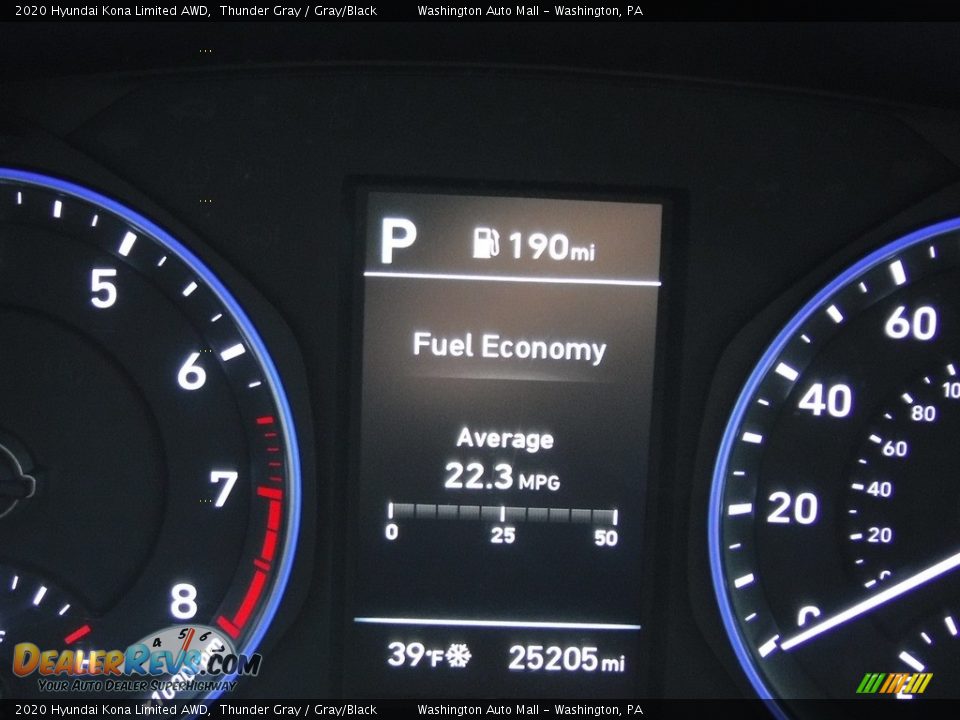 2020 Hyundai Kona Limited AWD Thunder Gray / Gray/Black Photo #35