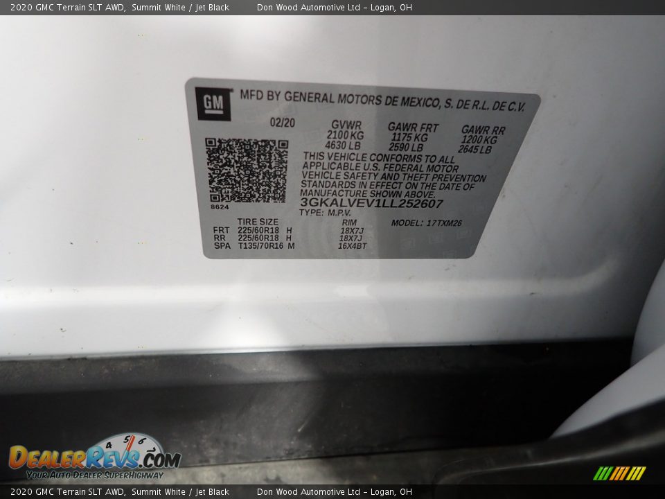 2020 GMC Terrain SLT AWD Summit White / Jet Black Photo #33